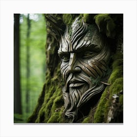 Grass And Wooden Textures Form A Weathered Face With Furrowed Brows Blending Natural Elements Into (1) Canvas Print