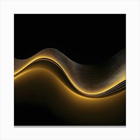 Golden Wave On Black Background 3 Canvas Print