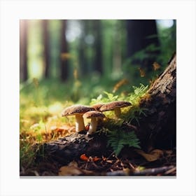 Mushrooms In The Forest Canvas Print