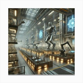 A Futuristic Factory Interior Showcasing Assembly Canvas Print