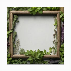 Frame With Fresh Herbs Canvas Print