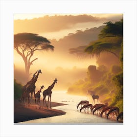 Giraffes In The Wild Canvas Print