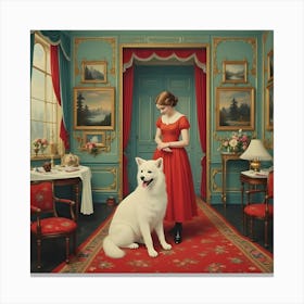 'The White Dog' Canvas Print