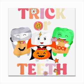 Trick Or Treatth Ghost Groovy Dental Halloween Dentist Canvas Print