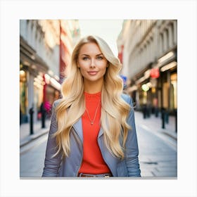 Beautiful Young Woman In The City Canvas Print