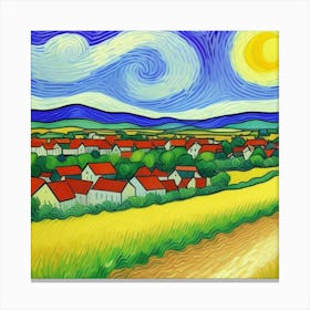 The Spirit of Simplicity: A Village Life Starry Night Canvas Print