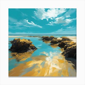 The Turquoise Sea and Golden Sands of Rocky Beach 2 Canvas Print