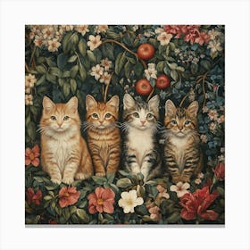 Kittens In The Garden Art Canvas Print