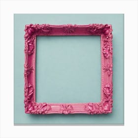 Pink Frame On Blue Background Canvas Print