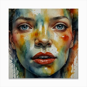 Watercolor Of A Woman'S Face 6 Canvas Print