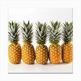 Pineapples On White Background Canvas Print