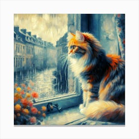 Cat Looking Out The Window 4 Canvas Print