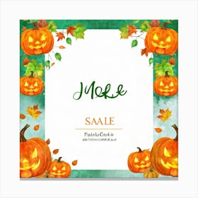 Autumn Sale Banner Watercolor Style Exploding With Vibrant Hues Of Pumpkin Orange And Leaf Green (1) 2 Canvas Print