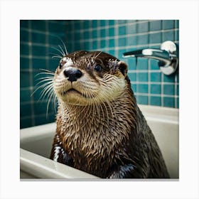 Default Otter Bathroom Animal Art 3 Canvas Print