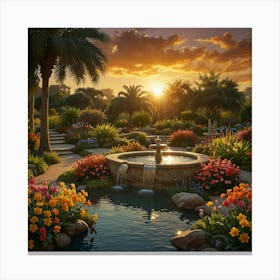 Sunset In The Garden 2 Canvas Print