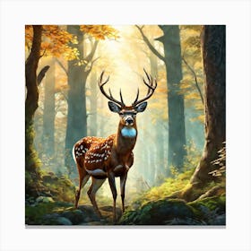 Deer In The Woods 57 Canvas Print