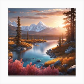 Sunset In The Mountains 1 Canvas Print