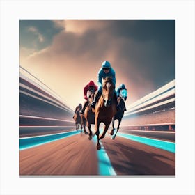 Horse Racing On The Track 4 Canvas Print