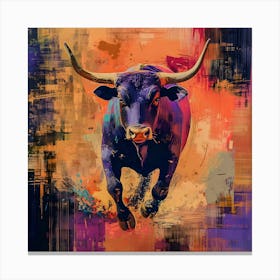 Energetic Bull Portrait - Bold Abstract Canvas Canvas Print