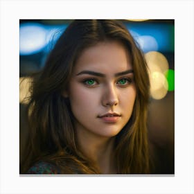 Portrait Of A Girl With Green Eyes 4 Canvas Print