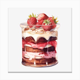 Strawberry Cake In A Glass 2 Canvas Print