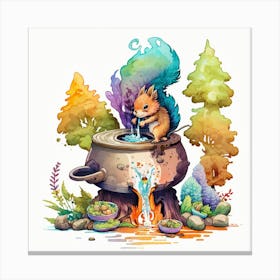 Squirrel In A Pot Canvas Print