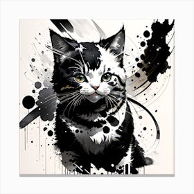 Black And White Cat Canvas Print