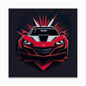 Car Red Artwork Of Graphic Design Flat (309) Canvas Print
