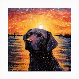 Dog At Sunset 3 Canvas Print