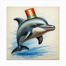 Dolphin With A Hat Canvas Print