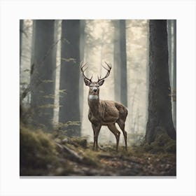 Deer In The Forest Haze Ultra Detailed Film Photography Light Leaks Larry Bud Melman Trending (21) Canvas Print