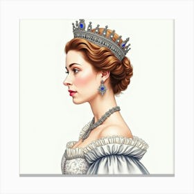 Graceful Watercolor Rendering Of Queen Elizabeth I, Capturing Her Beauty 1 Canvas Print