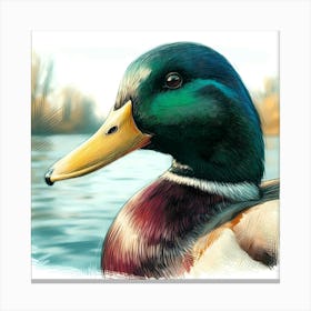 Duck Head Color Drawing - Wild Bird Artwork 129 Canvas Print