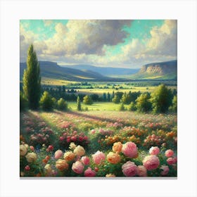Roses In The Meadow Canvas Print