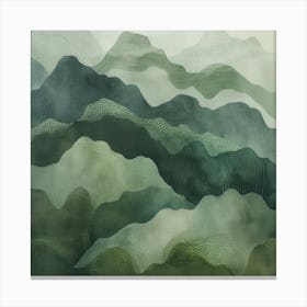 Japanese Watercolour Of Mount Aino 3 Canvas Print