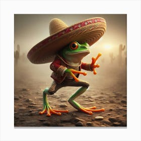Frog In Sombrero 2 Canvas Print