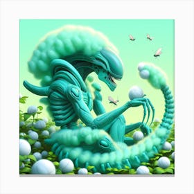 Alien Playing With Cotton Canvas Print