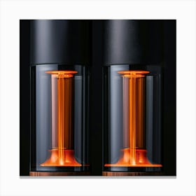 Two Speakers With Orange Lights Canvas Print