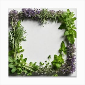 Frame Created From Herbs On Edges And Nothing In Middle (4) 1 Canvas Print