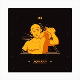 Aquarius Zodiac Sign,Aquarius Flow: Hand-Drawn Logo with Vessel Canvas Print