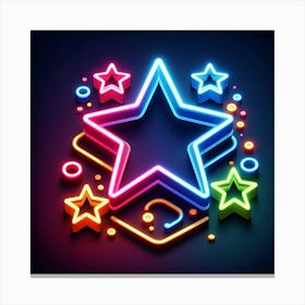 Neon Star With Stars Canvas Print