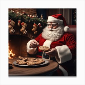 Santa Claus Eating Cookies 26 Canvas Print