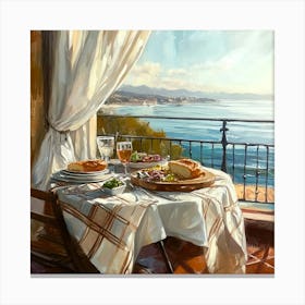 Table By The Sea Canvas Print