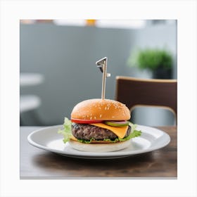 Hamburger On A Plate 24 Canvas Print