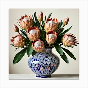 Default Proteas In Enamel Flamingo Vase Art 1 Canvas Print