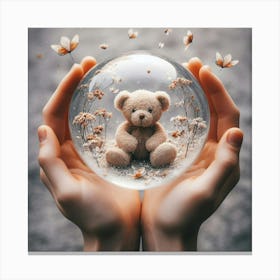 Teddy Bear In Glass Ball 2 Canvas Print