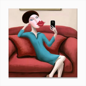 Woman Taking A Selfie Canvas Print