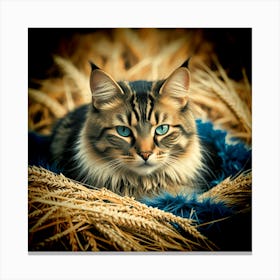 Cat In Hay 1 Canvas Print