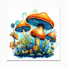 Mushrooms And Flowers 22 Canvas Print