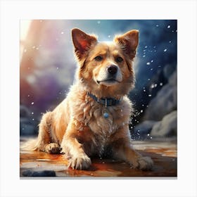 Dog In The Snow 3 Canvas Print